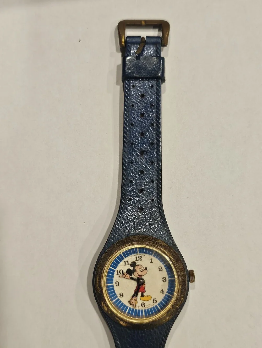 Vintage 1969 Phinney Walker Mickey Mouse Skeleton Watch - Blue Band